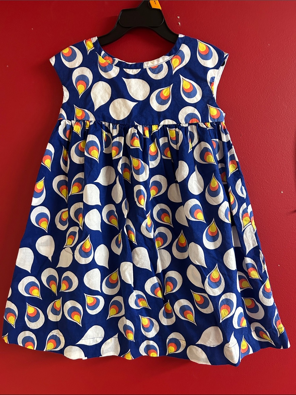 Old Navy Blue Sundress with White and Yellow Accent Print sz 5